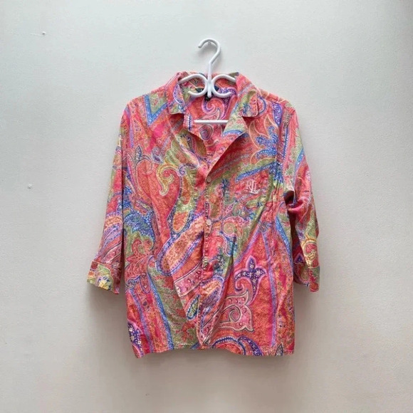 Lauren Ralph Lauren Tops - Lauren Ralph Lauren - Pink Paisley Pastel Button Down Shirt